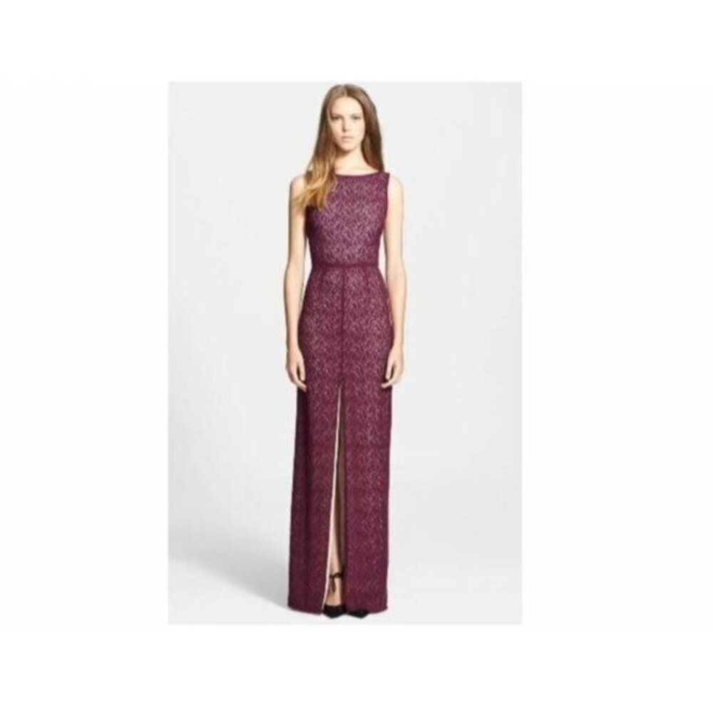 Alice + Olivia Gemma Plum Burgundy Lace Long Mermaid Dress SZ 6 NWT